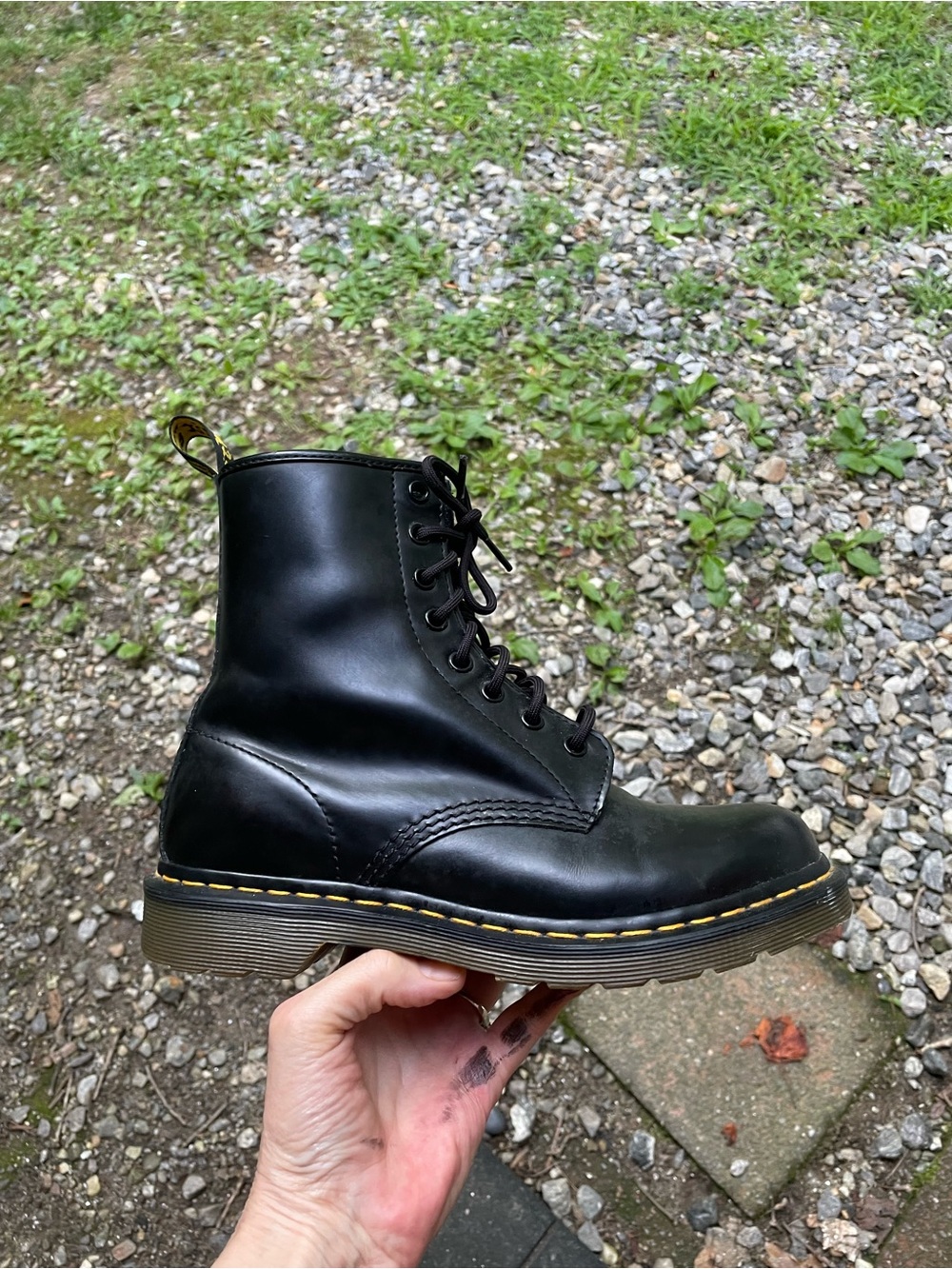 Dr Martens 1460 Black Leather Combat Boots Size 8 - Picture 4 of 13